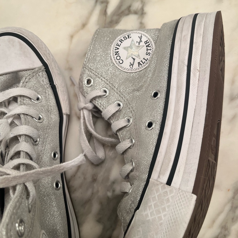 Converse Kids High-Tops - Silver Chuck Taylor softly worn - Picture 2 of 3